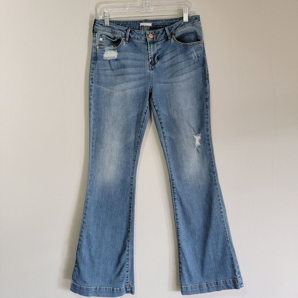 Dear John Women's Jeans Flare Mid Rise Denim Stretch Distressed  Size 29